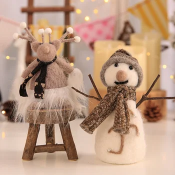 

XNew Unique Wool Felt Snowman Doll Cute Christmas Decoration Festive Party Supplies