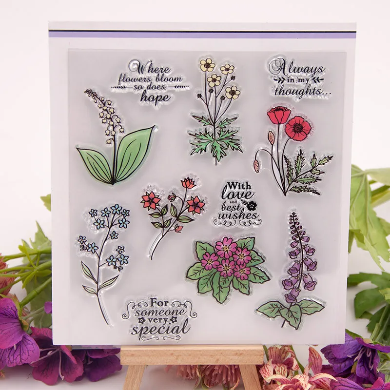 

Flowers Transparent Clear Silicone Stamps for DIY Scrapbooking Photo Album Decor