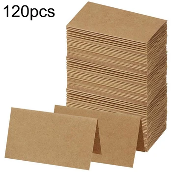 

120/240pcs Vintage Blank Kraft Paper Wish Card Table Number Name Card Place Cards Wedding Birthday Party Decoration Invitation