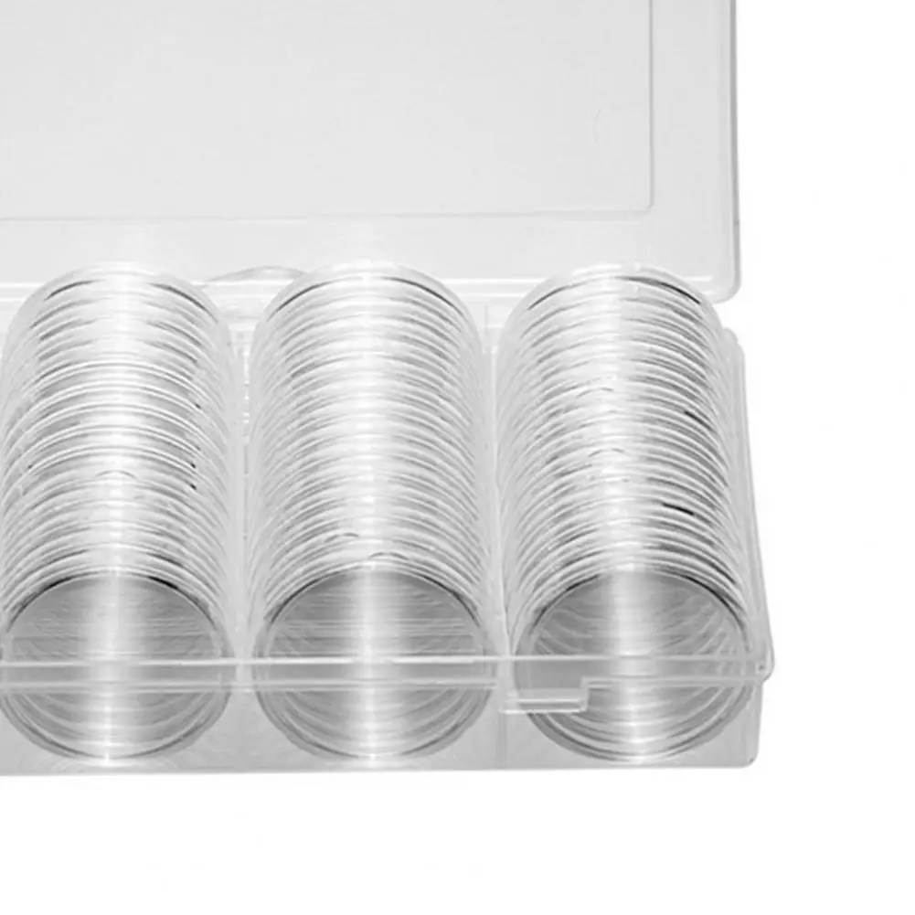 60Pcs/Set 41MM Portable Coin Holders Reusable Acrylic Transparent Storage Cases Round Protector Organizers for Collection 6