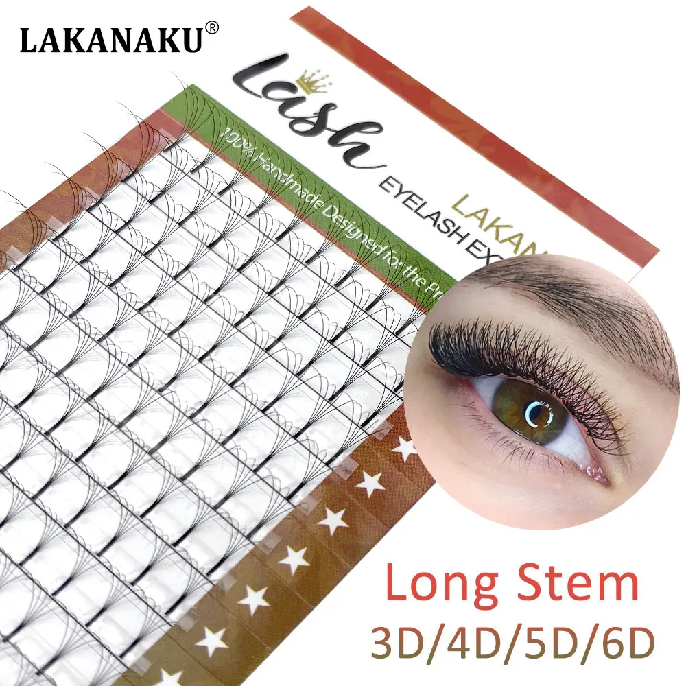 LAKANAKU 16 линий готовые веерные ресницы длинный стержень 3d/4d/5d/6d русский объем