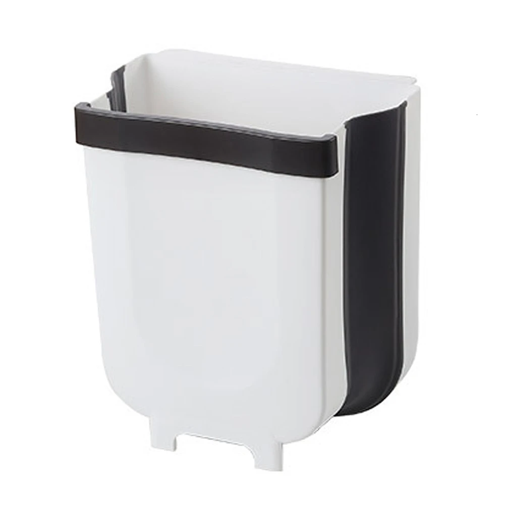 9л Складная мусорная корзина кухонная корзина для мусора Складная Автомобильная мусорная корзина настенная мусорная корзина Ванная комната Туалет мусорное ведро для хранения B4 - Цвет: White