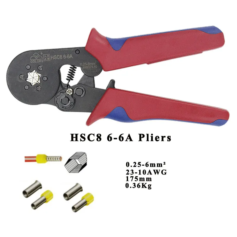 Обжимной инструмент для зачистки кусачки комплект HSC8 6-6 0,25-6mm2 с tubular терминалы 1200 шт./кор. электрические обжимной инструмент зажимов