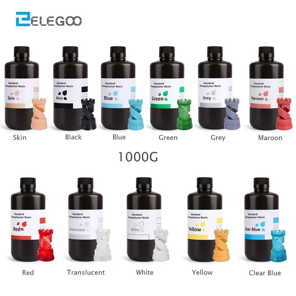 ELEGOO 3D Printer Resin LCD UV-Curing Resin 405nm Standard Photopolymer Resin for LCD 3D Printing 10