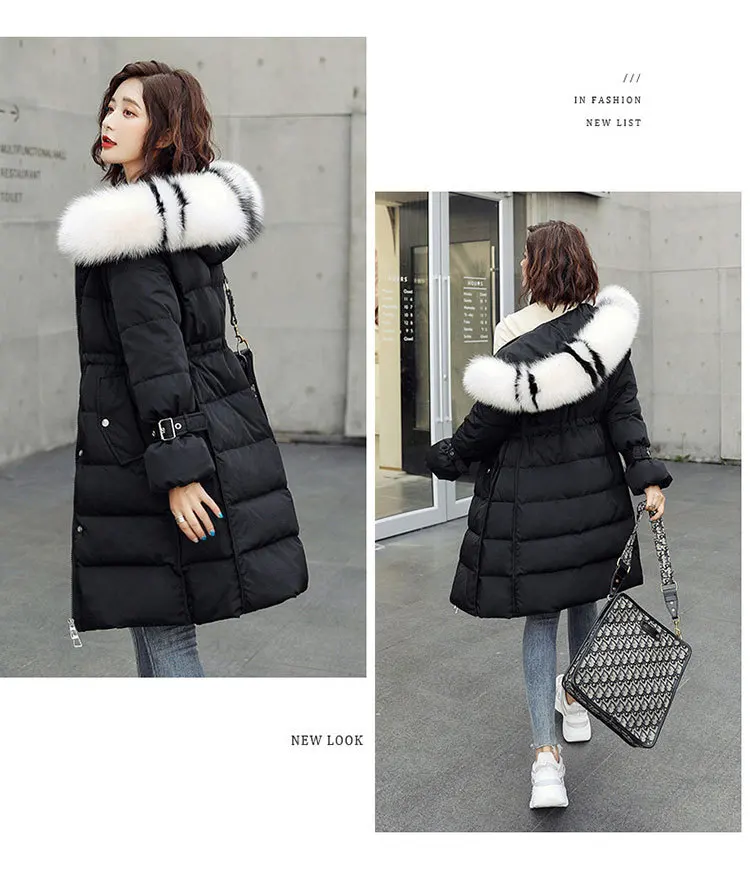 Autumn And Winter New Style WOMEN'S Dress Fashion Loose Really Raccoon Dog Large Fur Collar Mid-length over-the-Knee down J