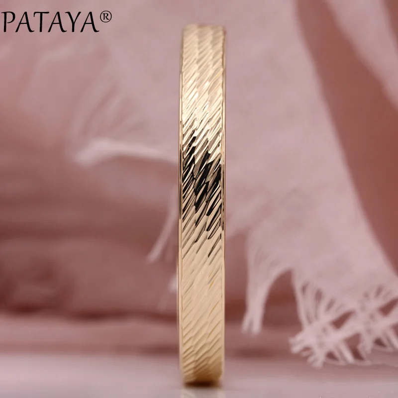PATAYA новые женские браслеты 585 розовое золото Простые Свадебные ювелирные изделия подарок узор Овальный Круглый Классический Тонкий браслет