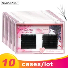 Nagaraku 10 Gevallen/Lot 1 S Bloeiende Gemakkelijk Fan Auto Fans Wimper Russische Volume Wimpers Individuele Wimper Extension Faux mink Wimpers