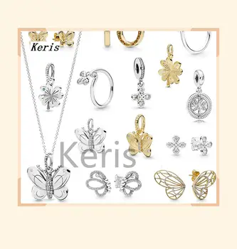 

2019 100% 925 new silver sterling 2019 early spring butterfly four petals four flower four sheets ring clover of the ring