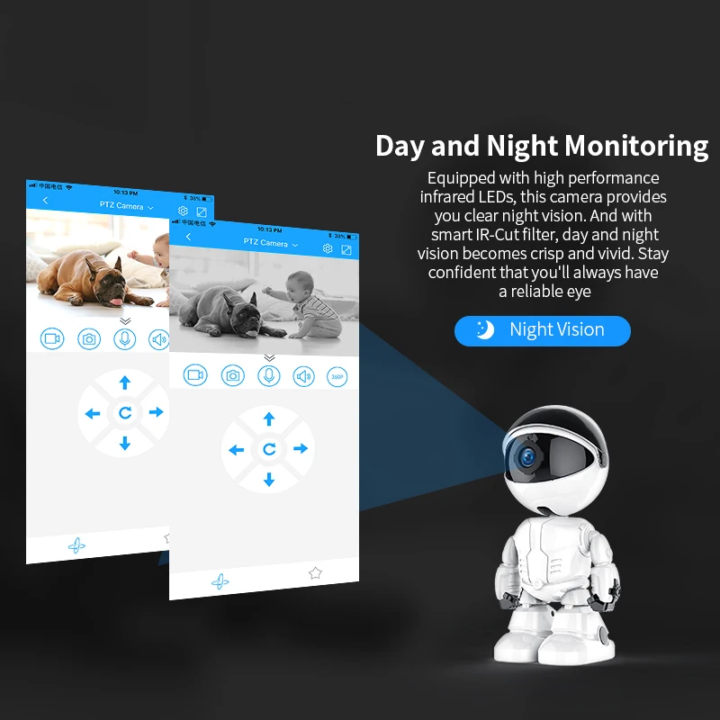 Умный робот для домашней безопасности IP камера 1080P HD беспроводная WiFi камера ночного видения детский монитор CCTV камера видеонаблюдения приложение YCC365