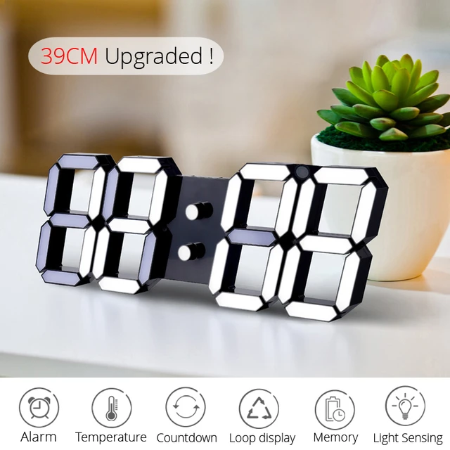 Reloj Digital De Pared LED 3D Diseño Moderno Cronógrafo Para