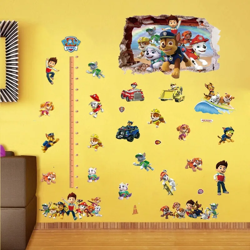 Caliente pata patrulla perro de dibujos animados para los niños de PVC impermeable bricolaje 3D hogar Decoración pared del fondo de decoración para la habitación de los niños
