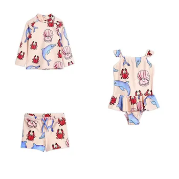 

boys separate sun protection quick drying swimwear long sleeve swimwear girls sling Bikini