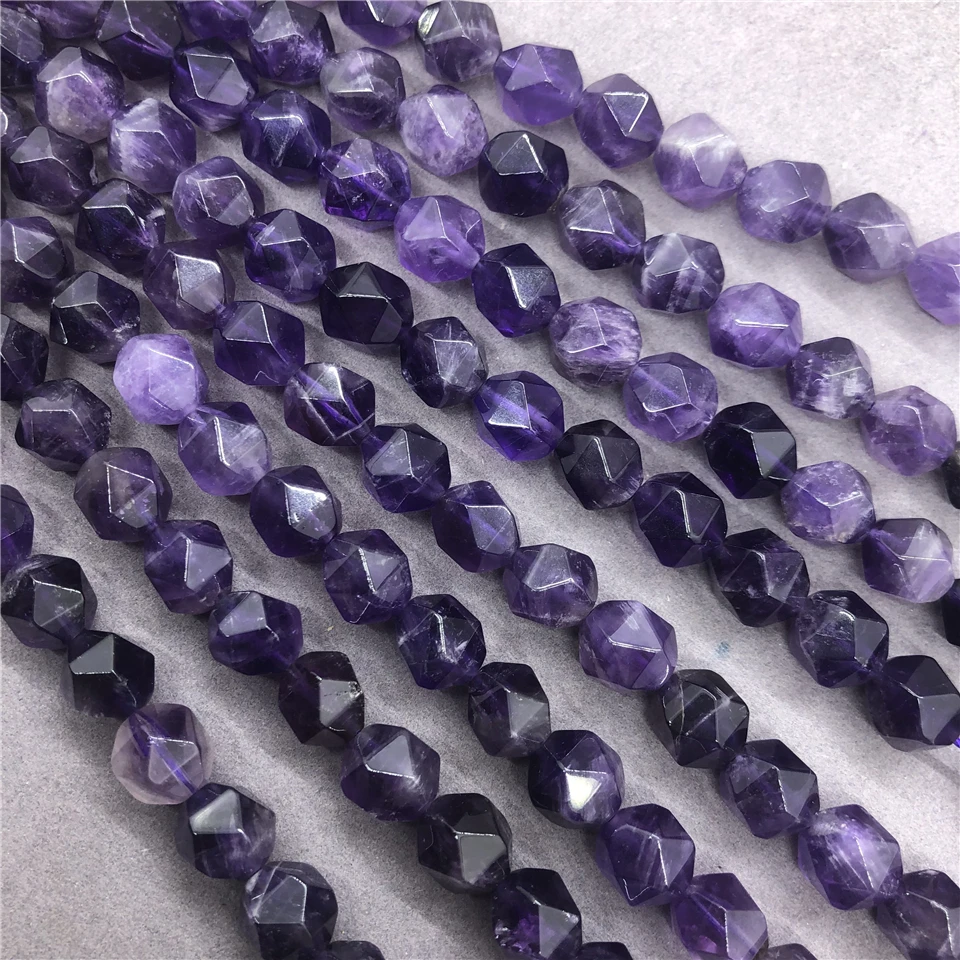 12 Ft Purple Crystal Hand Knotted Beaded Brass Chain Simulated Amethsyt  BC6 