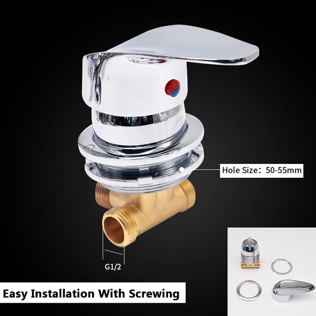 New 1Way Shower Room Mixer Faucet Shower Valve Diverter Hole Size 50-55mm Ceramic Cartridge Cold & Hot Water Tap Screw Thread SF-101LW-1GN-B50-LK