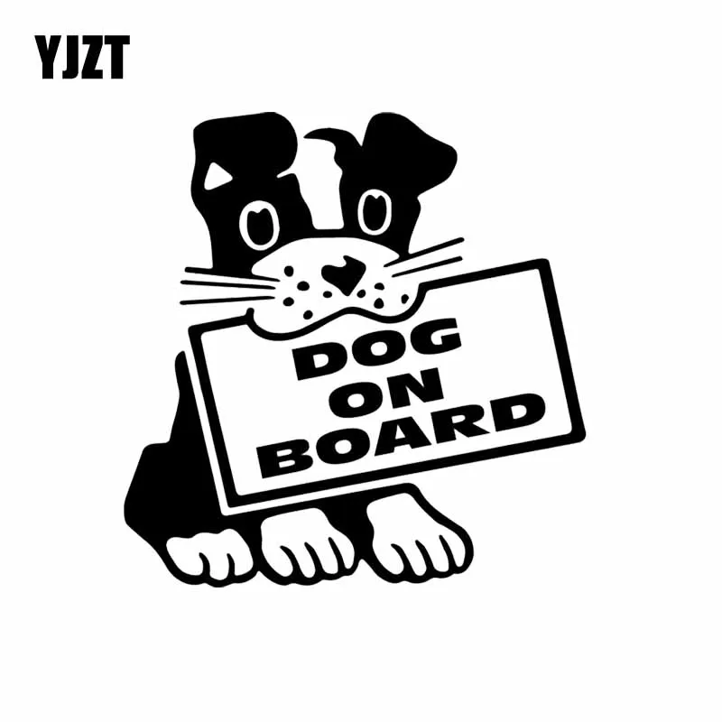 

YJZT 13.9X14.3CM Dog On Board Cartoon Car Sticker Decor Vinyl Decal Puppy Pet Love Black/Silver C24-1183