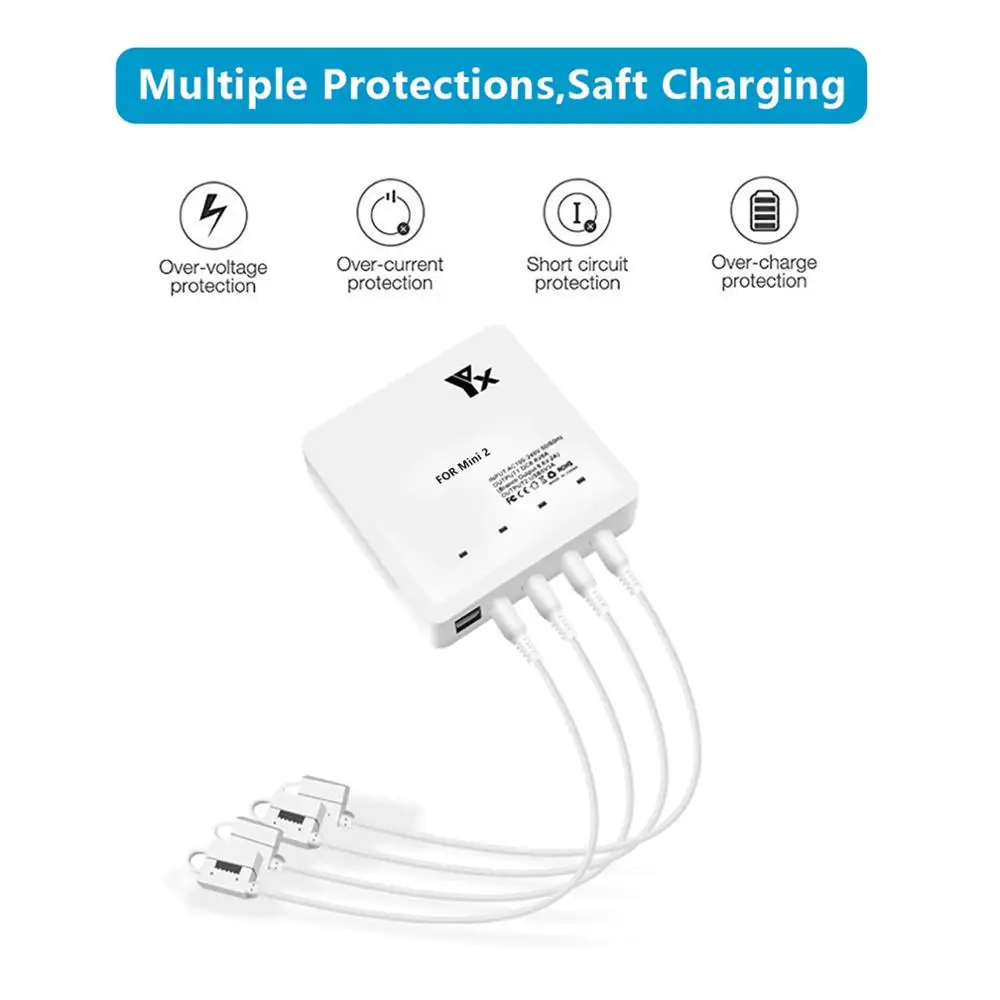 Drone repair parts drone battery charger 6 in 1 Battery Charger DJI mini 4k Mini 2/SE Drone Battery Charging Hub Fast Smart Charger USB Port