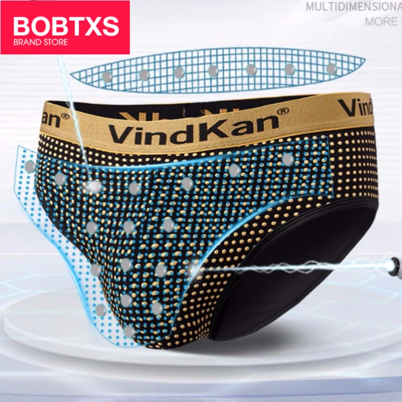 1/3PCS Mens Physiological Underwear Modal Mid-Waist Sexy Breathable Panties Briefs Magnetic Therapy Underpants Male Health