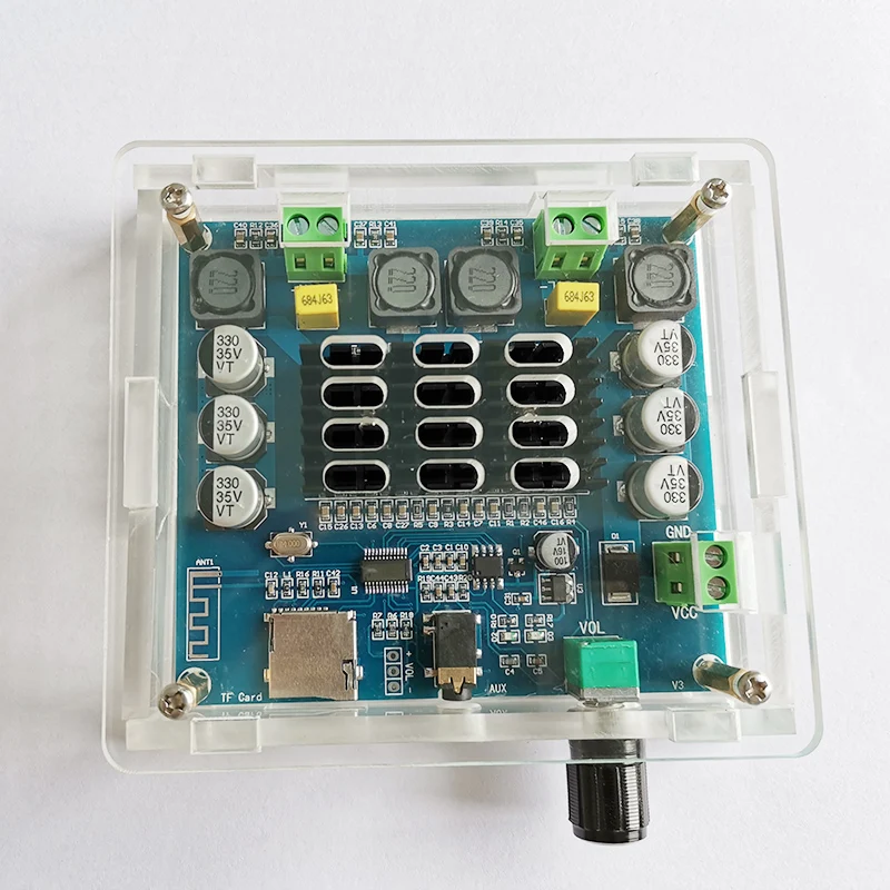 Золотой 2*100 Вт TDA7498 Bluetooth 5,0 цифровой аудио усилитель доска двухканальный Класс D стерео Aux усилитель декодированный FLAC/APE/MP3/WMA/WAV - Цвет: Золотой