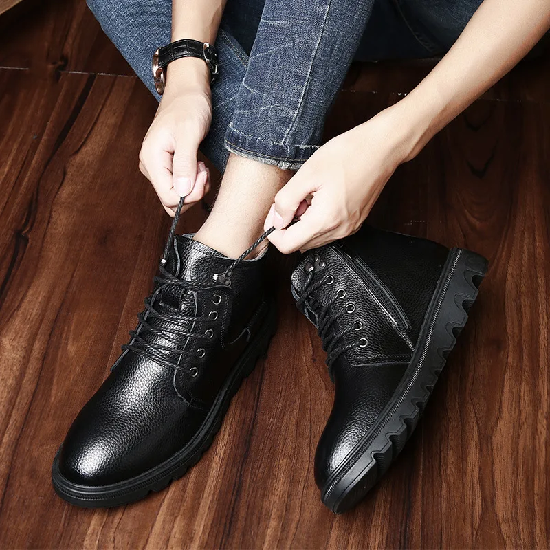 

2018 Autumn And Winter Men Martin Boots plus Velvet Warm Trend Men's Boots Combat Boots Worker Boot Ankle Boots Hight-top Shoe