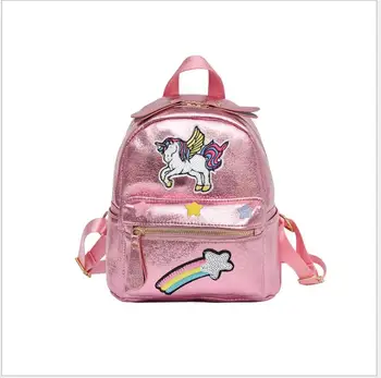 

2019 New Women Unicorn Backpack Teenager Girl Fashion School Bags Children Small Cartoon Rainbow Embroidery Anime Softback Bag