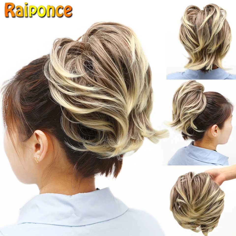 Raiponce Synthetic Scrunchie Donut Chignon Messy Hair Extensions Pony Tail Updo Cover Hairpiece For Women Elastic Bride Hair Bun Synthetic Chignon Aliexpress