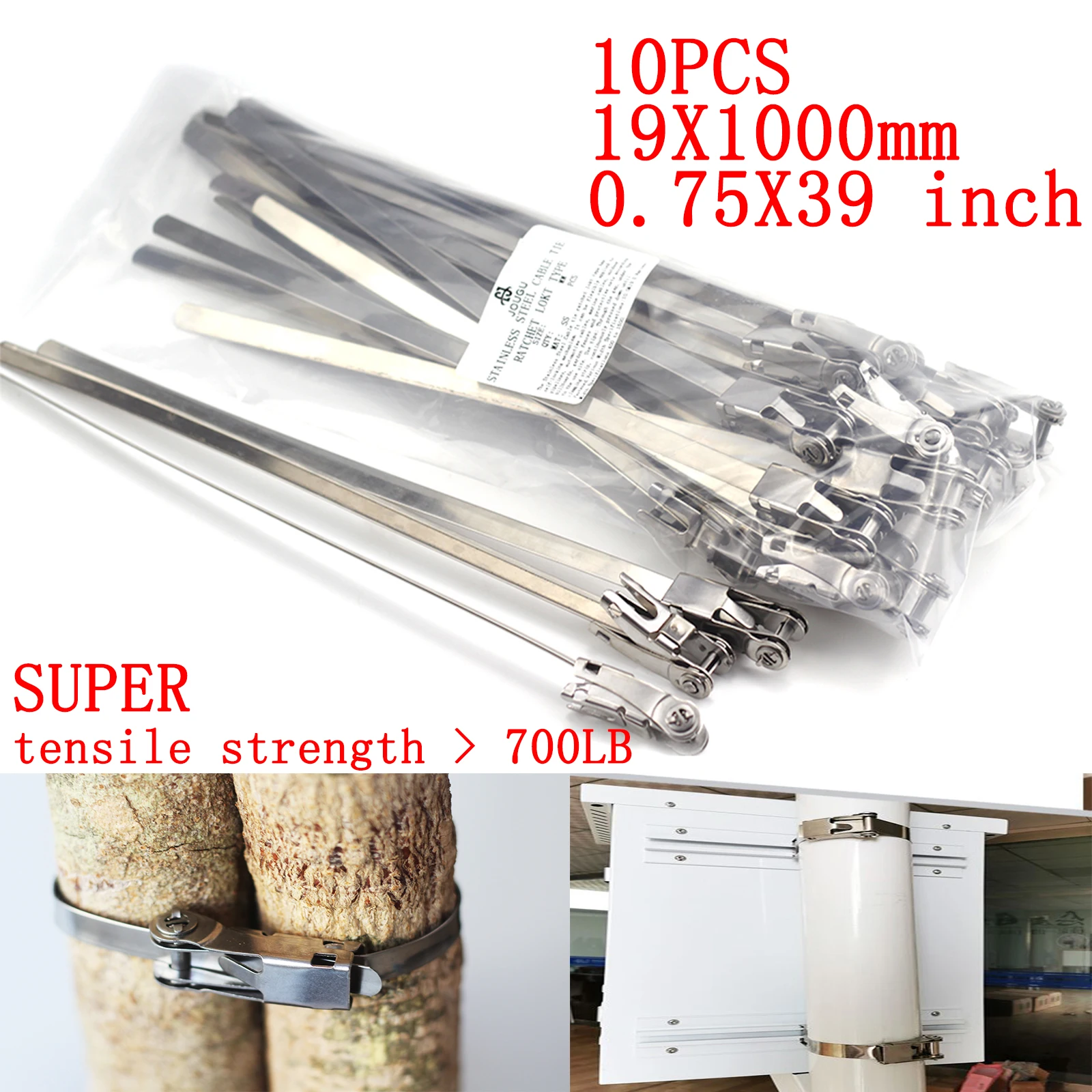 

10PCS 19.0x1000mm ratchet Lokt Type Strong Stainless Steel Marine Grade Metal Cable Ties Zip Tie Wraps Exhaust 304 material