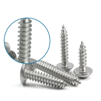 

luhuichang m5 304 Stainless Steel Large Flat Round Phillips Truss Pan Head Cross Recessed Mushroom Head Self Tapping Screws