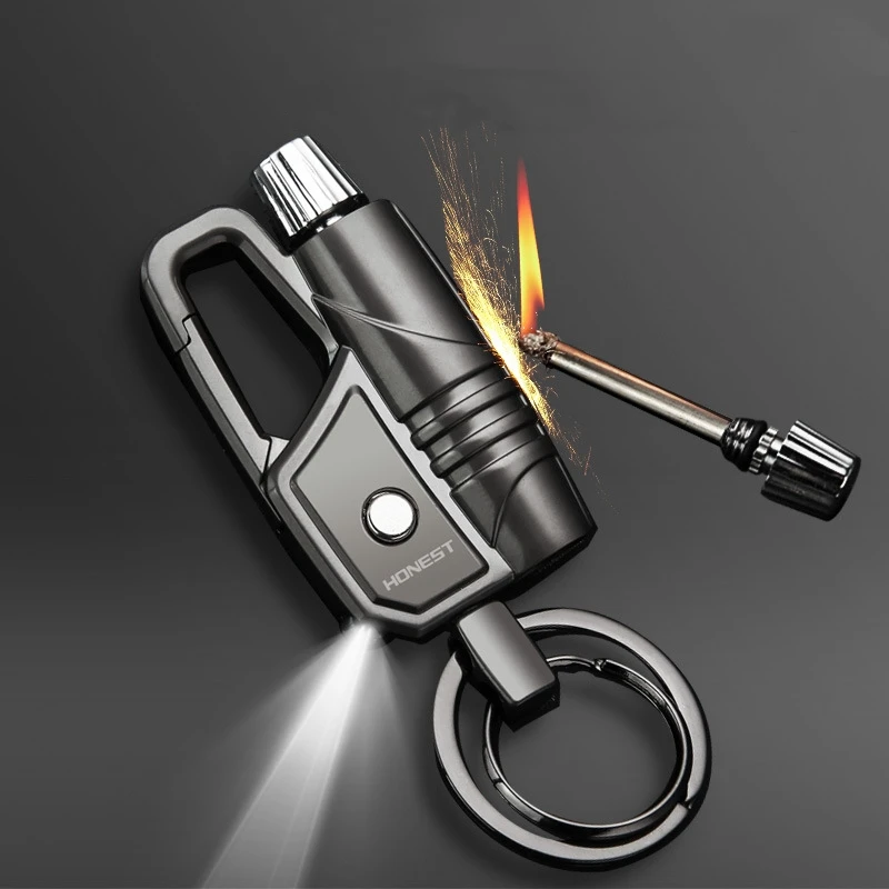 

Free Permanent Match Led Lighter Metal Outdoor Survival Tool Key Chain Waterproof Flint Free Ignition To Start Kerosene Campers