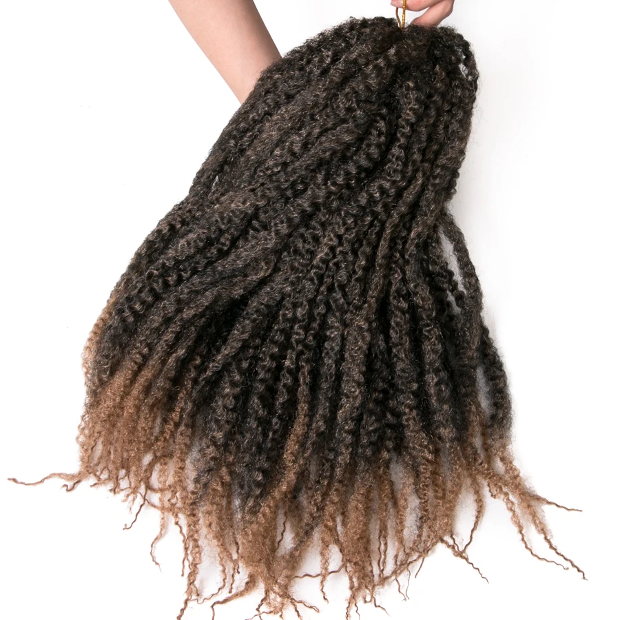 18 Inch Marley Hair Afro Kinky Braiding Hair Synthetic Crochet Braids 30 Strands/pack Black Ombre Brown Hair Extensions - Burgundy image 3