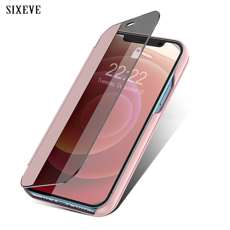 Умный кожаный чехол-книжка с окошком для iPhone 12 11 Pro Max X XR XS 6 6s 7 8 Plus SE 2 2020 | Мобильные