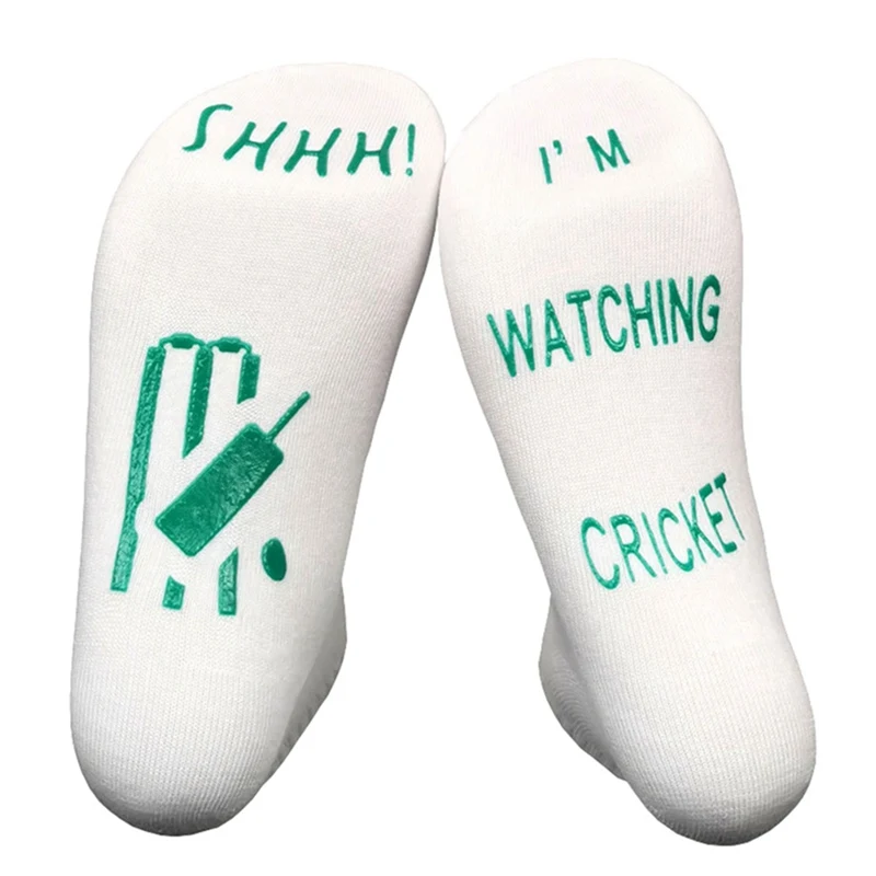 Новинка носки Shhh я слежу за Крикетом забавные резиновые буквы для любителей спорта чёсаные хлопковые чулки подарок