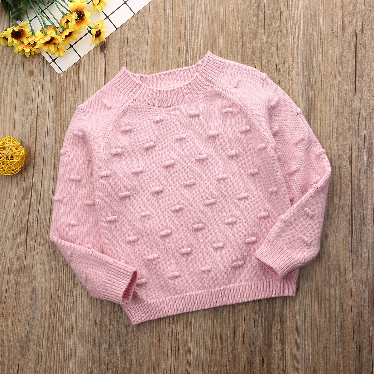 Вязаный свитер для маленьких девочек; осенне-зимняя одежда; однотонные топы с длинными рукавами; Повседневный теплый пуловер; цвет розовый, белый, От 6 месяцев до 5 лет