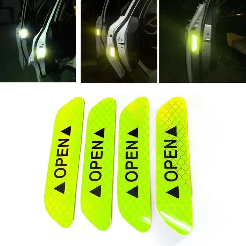 wpOP59NE Car Stickers,4pcs Open Car Vehicle Door Reflective Safety Mark Warning Decals Waterproof Self-Adhesive Vinyl Sticker Decor
