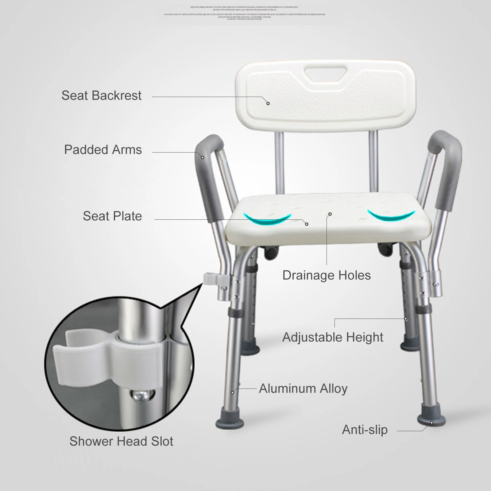 Adjustable Shower Bench Bath Chair Anti-slip Shower Tub Stool Bathroom Furniture Safety Seat for Elderly Pregnant Disabled 3