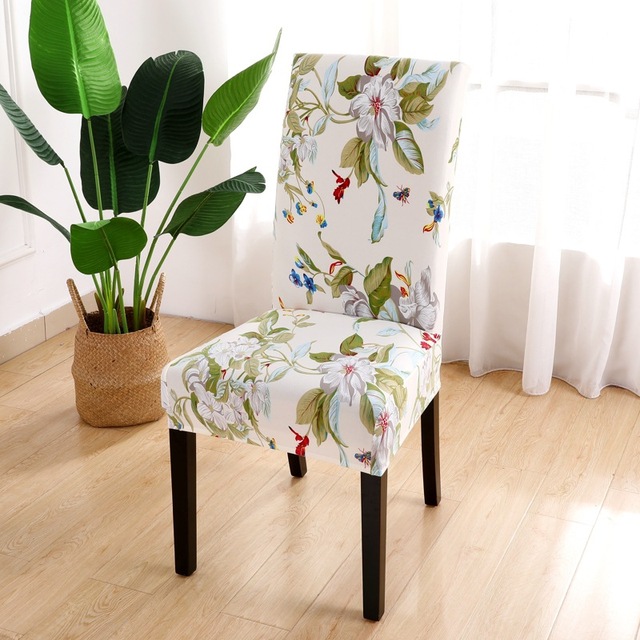 Series Chair Cover for Dining Room Banquet Hotel Kitchen Spandex Stretch Print Chair Covers Removable Washable Seat Decor