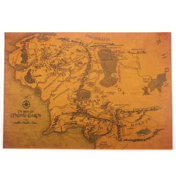 

PipiFren Wall Sticker Mural Vintage Middle Earth Map Poster Home Decor Living Room Retro Kraft Paper
