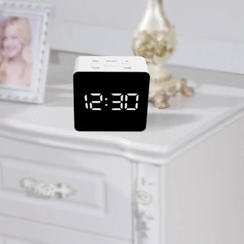 

Digital LED Display Desktop Clock Thermometer Mirror Clock with Snooze Function USB & Battery Operated Desk Table Alarm Clocks