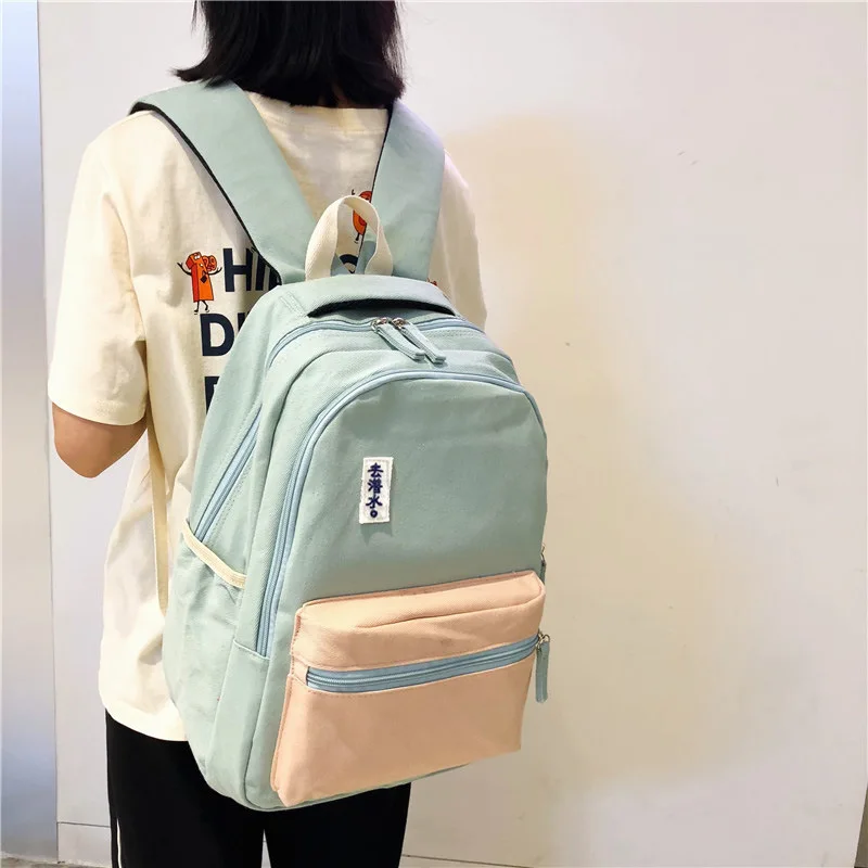 

2019 Spring Summer New Style Korean-style Fashion Versatile Canvas Backpack Schoolbag College WOMEN'S Bag