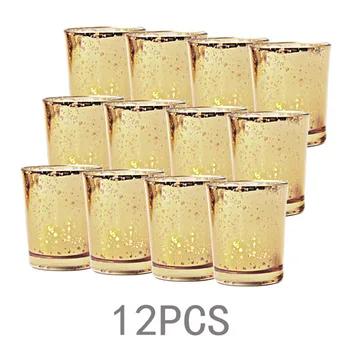 

12 Pcs Glass Candlestick Champagne Candlestick Living Room Candle Stick Glass Cup Candel Holder for Wedding Room Decoration