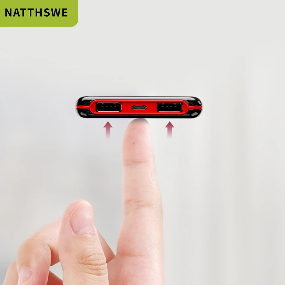 NATTHSWE power Bank 2C Быстрая зарядка Внешняя батарея микро USB Портативная Батарея Внешняя портативная зарядка для iphone huawei