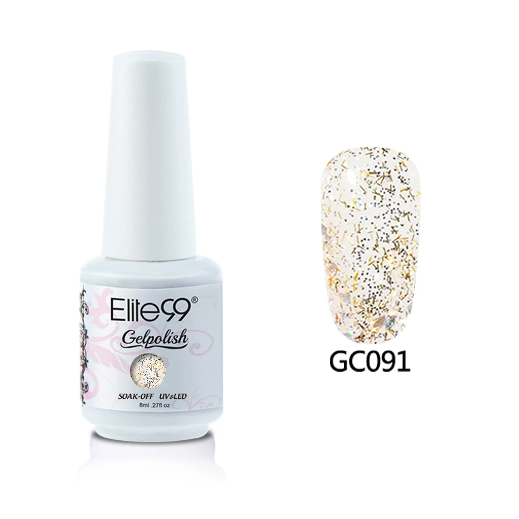 091 Elite99 8 мл Блестящий цветной Гель-лак для ногтей Vernis Полупостоянный УФ-Гель-лак для маникюра отмачиваемый Гель-лак для ногтей - Цвет: 091