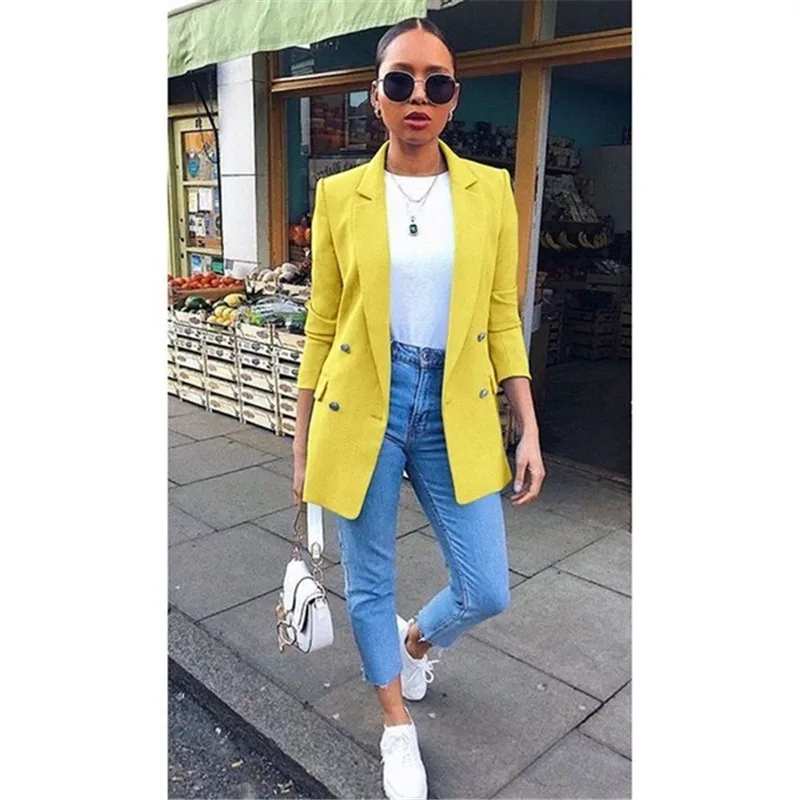 

Fall 2020 Fashionable Jacket for Women in 8 Colors, Buttoned Solid Long Sleeve