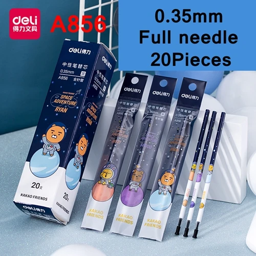 A856(0.35mm) 20 шт./лот Deli Kakao friends A855 0,38 мм 0,5 мм гелевая ручка заправка 129 мм длина целая игла/Пресс тип черная сменная ручка заправка - Цвет графита: A856(0.35mm)