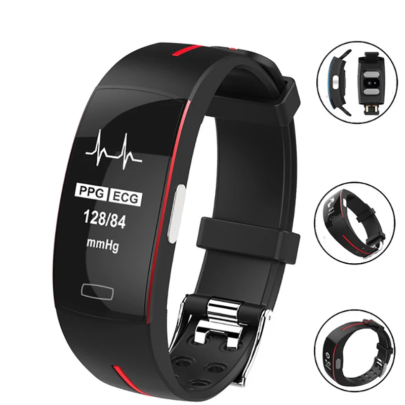 Bluetooth электронные часы с кожанным ремешком браслет с ECG+ PPG монитор сердечного ритма шагомер IP67 водонепроницаемые спортивные часы для IOS Android