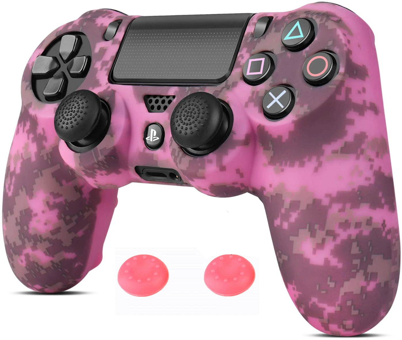 SquarePink ZOMTOP для sony Dualshock 4 PS4 DS4 Slim Pro контроллер силиконовый камуфляжный чехол защитная кожа+ ручка для большого пальца колпачки для Play Station 4 - Цвет: SquarePink