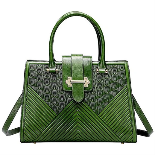 SUWERER, новинка, женская сумка из натуральной кожи, модная сумка-тоут из настоящей воловьей кожи, деловая брендовая сумка, модная сумка с тиснением, женские сумки - Цвет: green