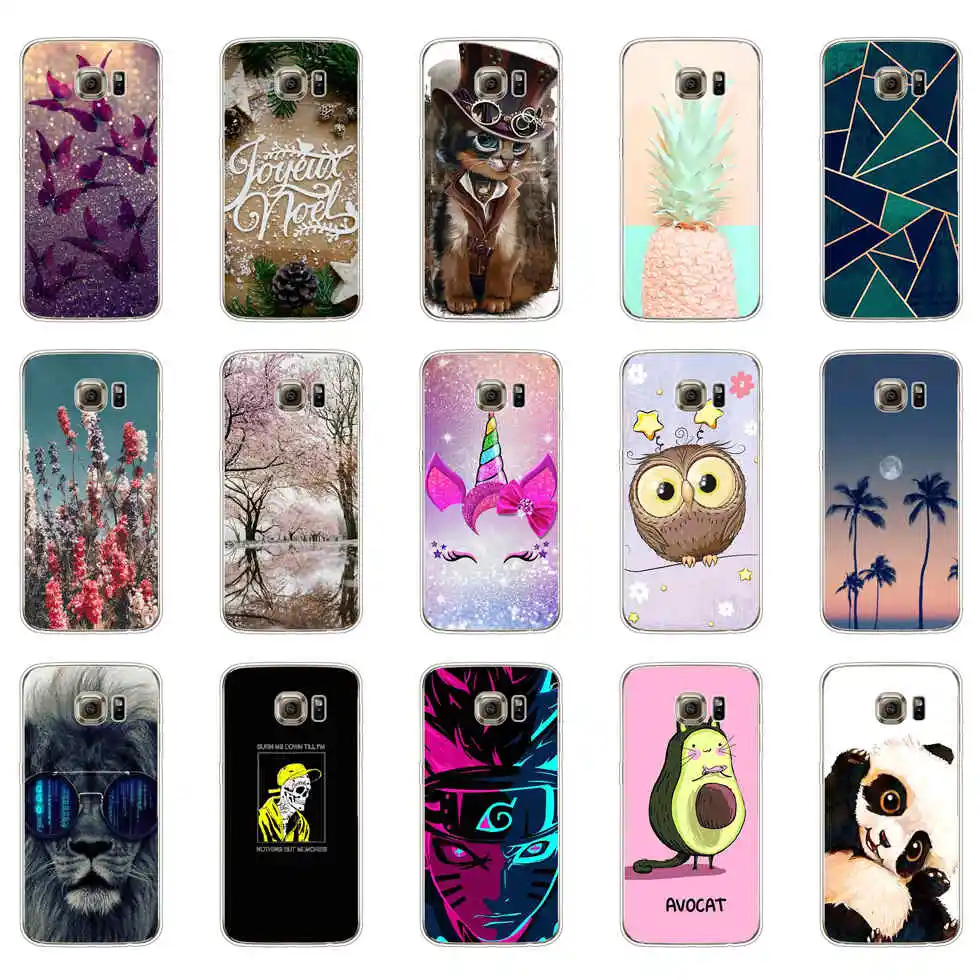 For Samsung S6 Edge plus Case Soft Silicone Cover Pattern Cute Cat Shell Galaxy Phone Cases | Мобильные телефоны и