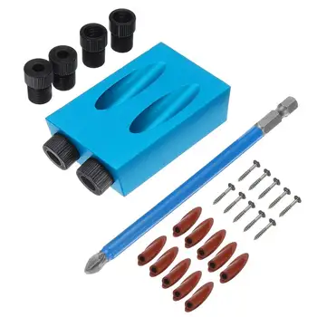 

Woodworking Oblique Hole Locator Drill Bits Pocket Hole Jig Kit 15 Degree Angle Drill Guide Set Hole Puncher DIY Carpentry Tools