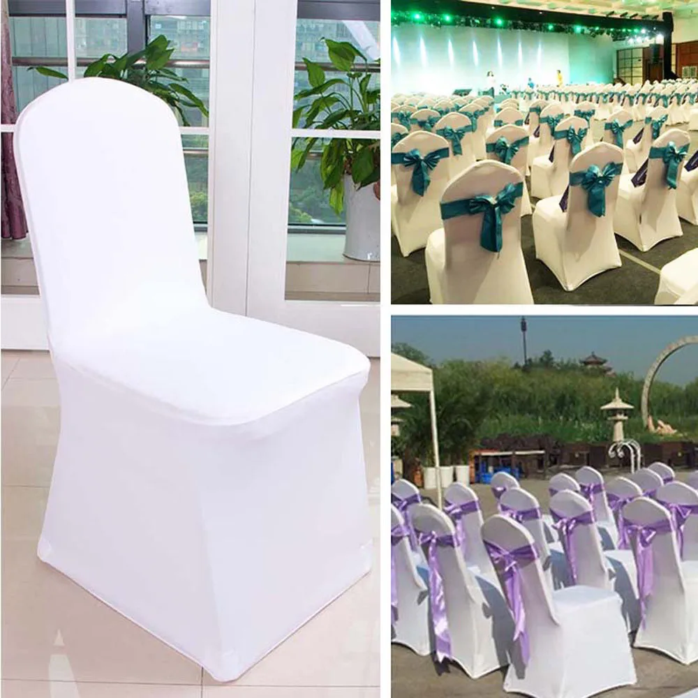1piece White Wedding Party Chair Cover Universal Stretch Polyester Spandex Hotel Meeting Chair Covers Wholesale 30 Chair Cover Aliexpress