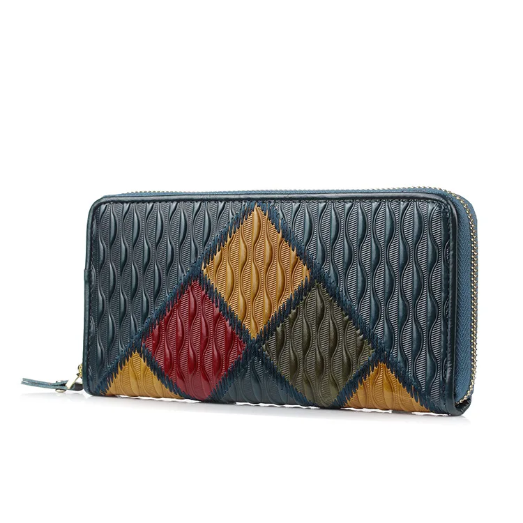 

New lady's leather purse Chinese style Long-style matching salad zipper pocket lady's mobile phone bag